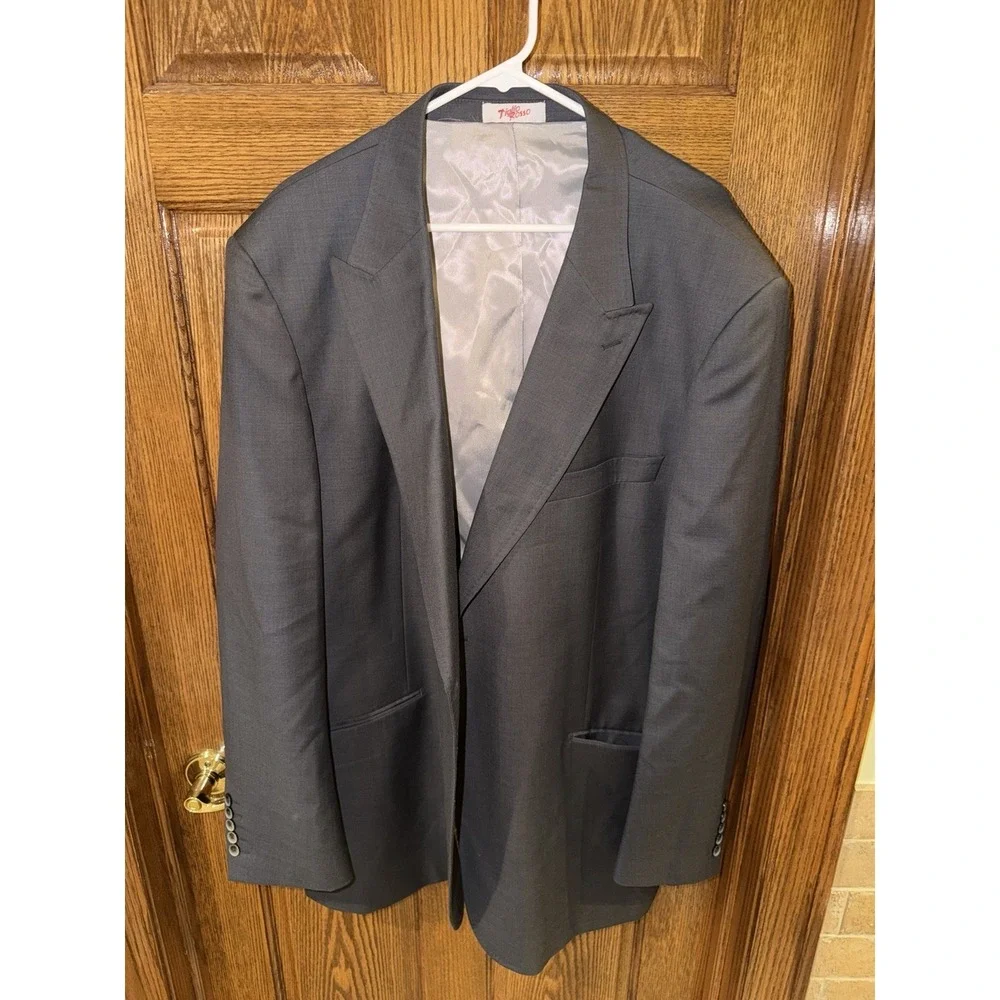 Tiglio Luxe Italian Lanificio Di Biella Men 2PC Suit Color‎ Gray Size 54L- 46x32